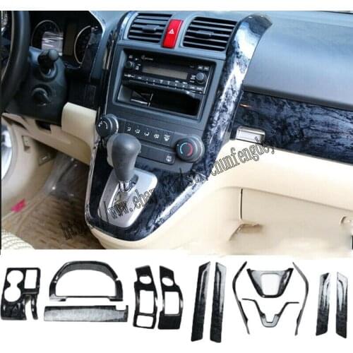 For Honda CRV CR-V 2007-2011 13PCS Black Peach Wood grain Interior Dash Panel Trim Kit