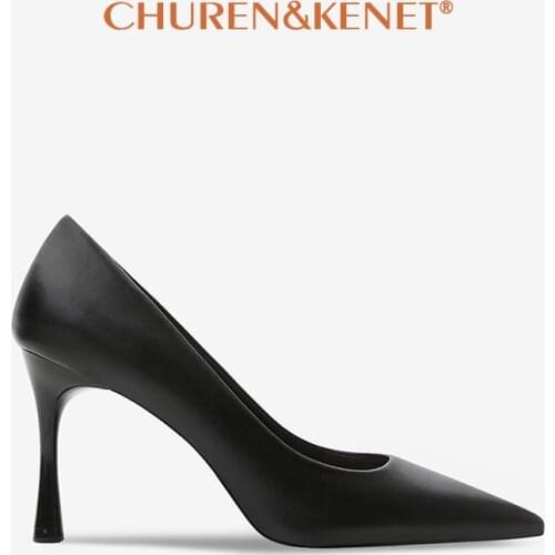 Elegant Genuine Leather Shoes Woman 2021 High Heels Office Shoes Pointed Toe Stilettos Women Pumps