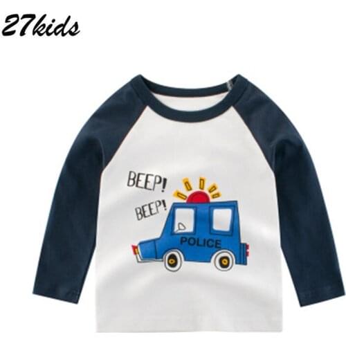 27Kids Boys t-shirt car pattern childrens t-shirts Autumn cartoon kids shirts for boys Long sleeve Top baby clothes boy t-shirt