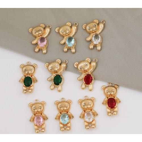 HAOSAW 4Pcs Jewelry Accessories/Glass Pendants/Bear Shape/Hand Made/DIY/Earring Part/CZ Charms/Jewelry Findings & Components
