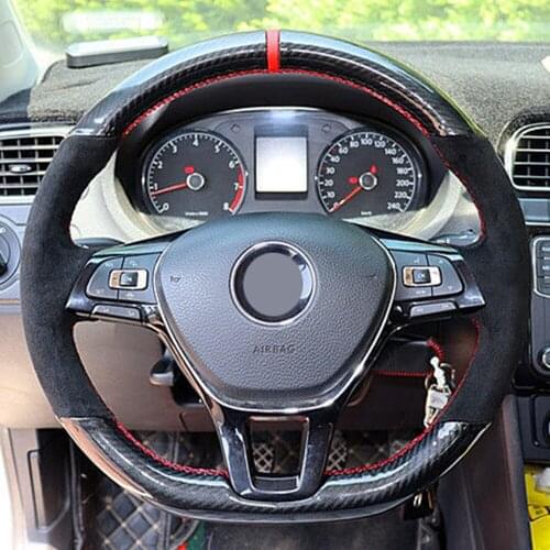 DIY Car Steering Wheel Cover Non-slip Black Soft Genuine Leather For Volkswagen VW Golf 7 Mk7 New Polo Jetta Passat B8