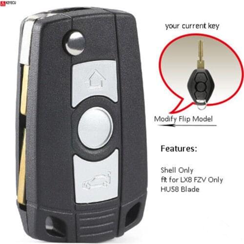 KEYECU Modified Flip Remote Key Shell 3 Button 3 5 7 SERIES Z3 Z4 E38 E39 E46 For BMW HU58
