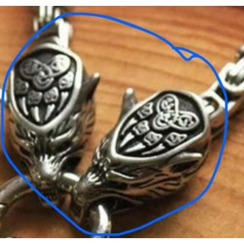 Lanseis 1pcs men Cool necklace stainless steel wolf head chain viking men necklace