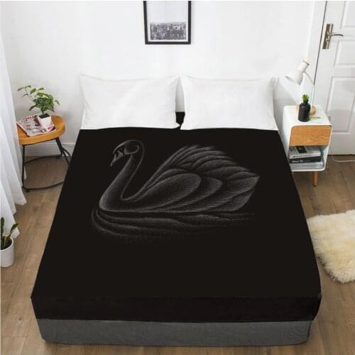 Mattress Cover Fitted Sheet With Elastic Band Bed Sheets Bedding Linens Queen King Size Bedsheet 90/150/160X200CM Black Goose