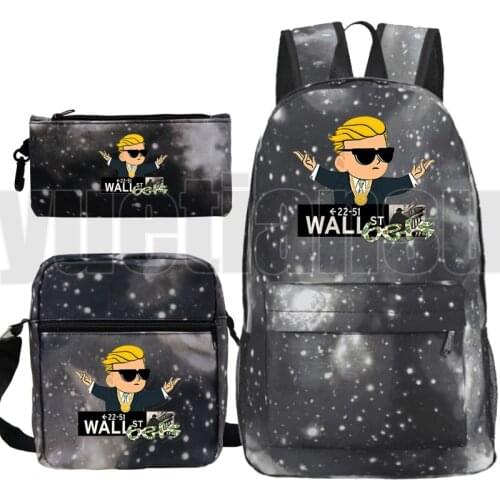 Sac A Dos Gamestop Backpack Men 3 PCS/set Galaxy Mochila Zipper Bag Pack WallStreetBets Plecak Pencil Bag Shoulder WSB Bookbag