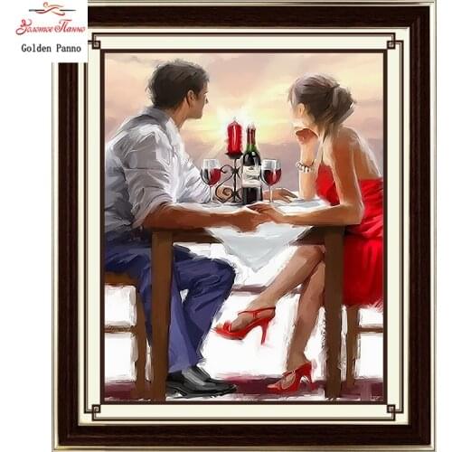 Golden panno,Needlework,DIY DMC Cross stitch,Sets For Embroidery kit 14ct unprinted cotton thread lovers Cross-Stitching 1213