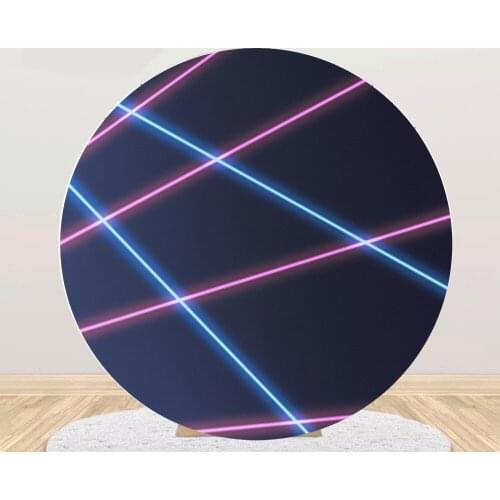 Neon Rays Circle Backdrop Round Background Baby Shower Birthday Party Decoration Photo Props Table Banner Elastic Covers 930