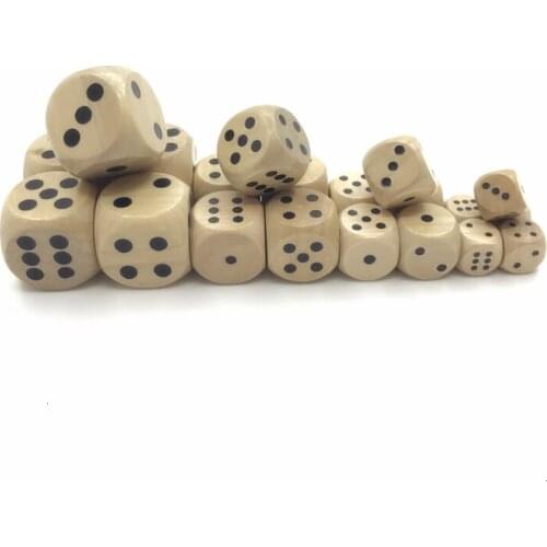 New 200Pcs High-quality 12mm 16mm 20mm 25mm Wooden Dice Children Teaching DIY Standard Cube Point Soild Wood Dice Wholesale