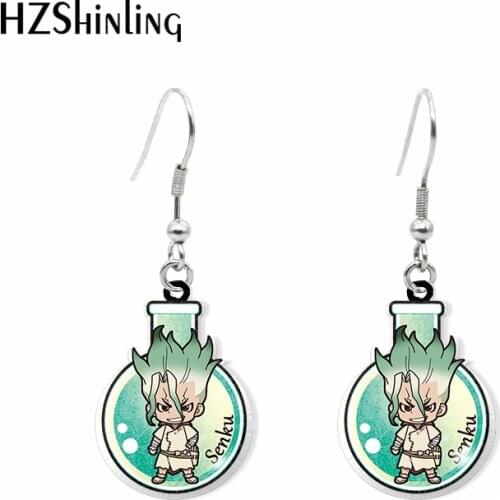 2020 New Dr Stone Dangle Earring Senku Taiju Tsukasa Yuzuriha Acrylic Hook Earring Epoxy Jewelry Handmade Earrings Gifts