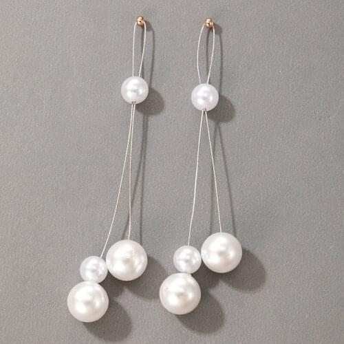 New Fashion Elegant Simple White Beads Dangle Drop Earrings for Women Jewelry Gifts