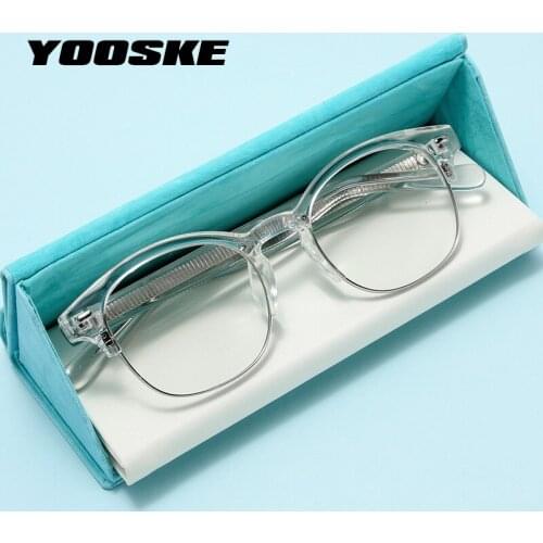 YOOSKE Men Acetate Glasses Frames Anti Blue Light Computer Myopia Eyeglasses for Women Classic Half Frame Optical Spectacle