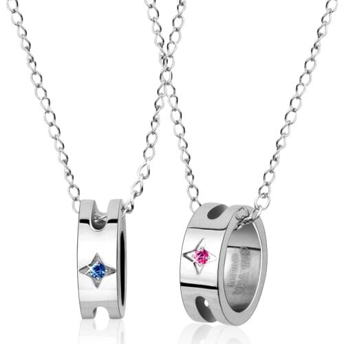 Titanium Steel Couple Necklace Hip Hop Ring Couple Pendant Birthday Gift Ornament
