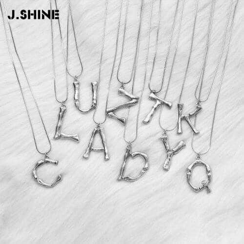 JShine Silver Color 26 Lava Alphabet Pendant Necklace Free Combination Initial Big Letter Necklace Women Statement Jewelry A-Z