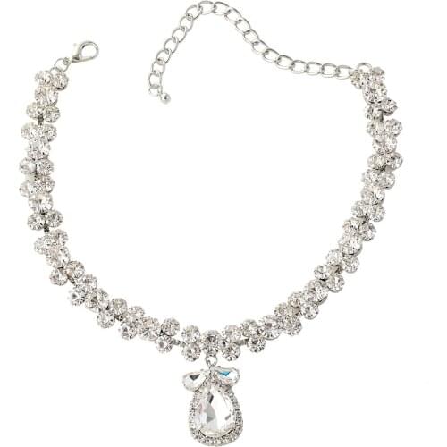 Pauli Manfi Fashion Metal Water Drop Glass Pendant Necklace Womens Popular Necklace Party Accessories