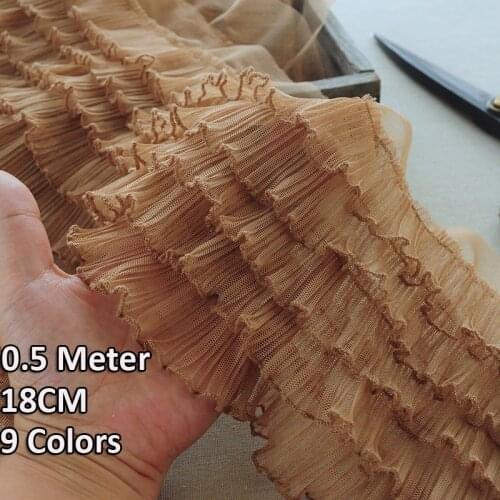 18CM Wide Five Layers Wave Pleated 3D Lace Ruffle Trim Fringe Ribbon Pettiskirt Wedding Dress DIY Sewing Doll Clothes Decoration