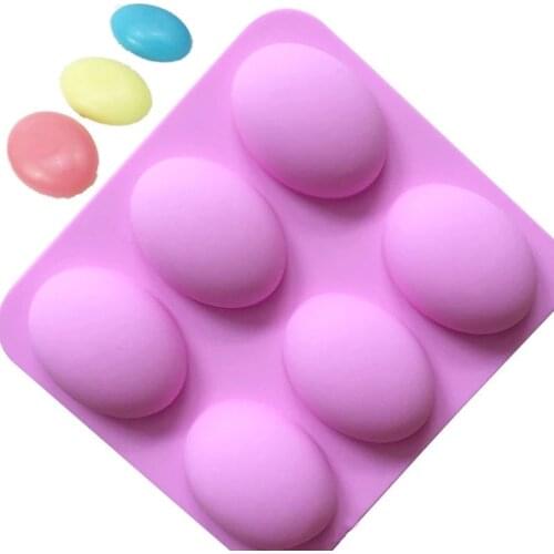 6-hole Silicone Soap Mold Oval Round Soaps Molds Fun Gifts Size: 25*23*3.2cm Single hole: 8*6*3cm