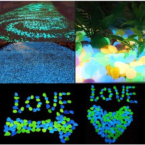 100 PCS Luminous Stone 20-30mm Resin Glow in The Dark Pebble Decorative Small Garden Fish Tank Rock for Outdoor Indoor xqmg 2021