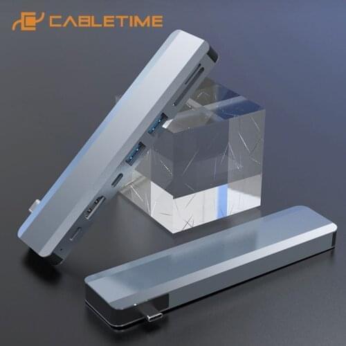 CABLETIME 7 in 1 USB C HUB to 4K HDMI PD 100W USB3.0 5Gbps SD TF Card Reader Aluminum Converter for Macbook Air Laptop H32