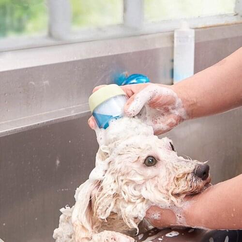 Pet Dog Bath Massage Brush Pet Soft Bristle Silicone Shampoo Dispenser Bathing Hair Removal Comb For Cat Cleaner Grooming Tool