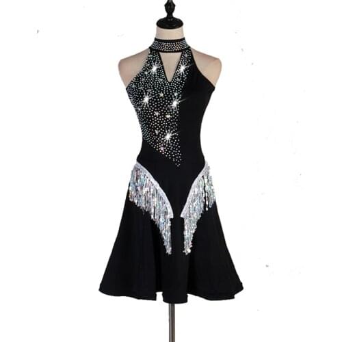 High Quality Fashion Latin Dress Sleeveless Halter Neck Costume Professional Flamenco Dancing Skirt Adult & Women 3 Colors B0048