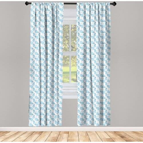 Blue Sky Animal Cartoon Curtain Happy Smiling Pattern with Dots Animal Window Treatment Living Room Bedroom Decor