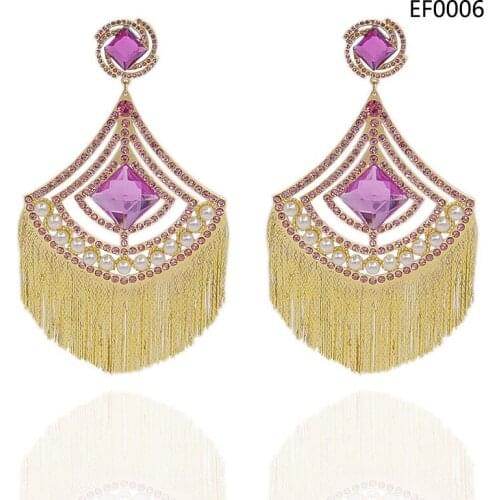 Yulaili 2019 Fashion Big Tassel Earrings for Women Wedding Bridal Crystal Imitation Pearl Trendy Lady Earrings Free Shipping