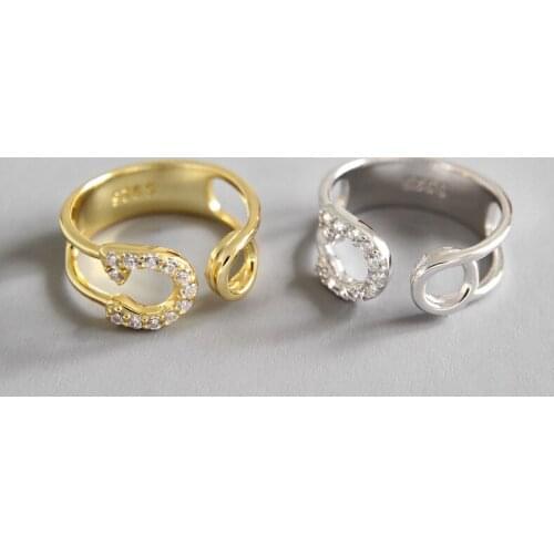 100% 925 sterling silver crystal pin joint rings for women finger fine jewelry, cute gold color female ring wedding party gift