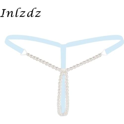 Women Lingerie Pearls Bikini Underwear for Sex Massage G-string Thong Underwear Sexy Crotchless Panties Female Exotic Hot Briefs