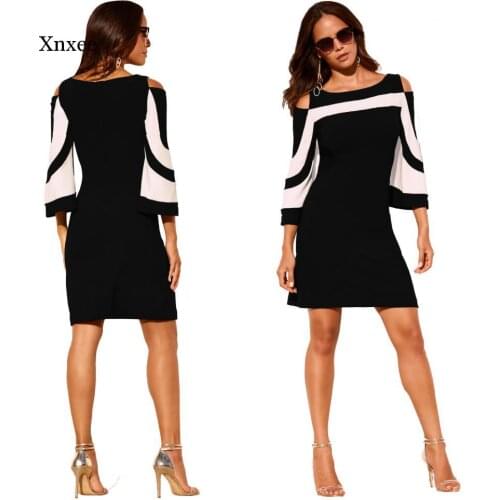 Summer Dress Women Casual Plus Size Slim Office Pencil Bodycon Dresses Elegant Vintage Sexy Off Shoulder Mini Party Clothes Tops