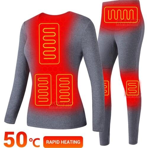 Winter Heated Vest For Womens Heated Jacket Suit USB Thermal Underwear Warm Pants Hiking Hunting Clothing Ski Female