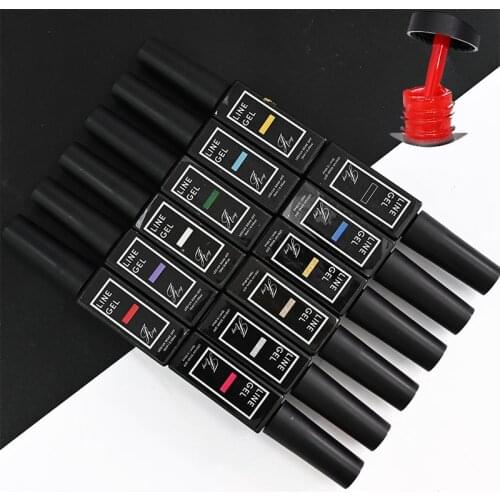 15ML Nail Polish Lacquer Silk UV Glue Nail Art Line Polish Drawing Polish Lacquer 12 COLORS