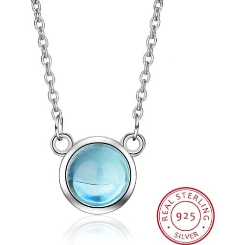 2019 New Round Moonstone Necklaces & Pendants For Women Fashion 925 Sterling Silver Fine Jewelry Clavicular Chain