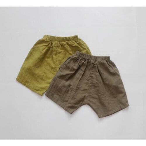2021 new style girls boys shorts summer cotton linen fashion kids shorts