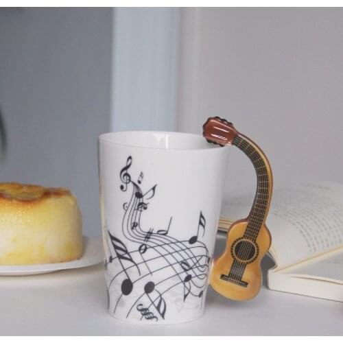 3D Hand Painted Creative Ceramic Mugs Handle Tea Coffee Cup high quality ceramic musical instrument handle mug coffee mug cup