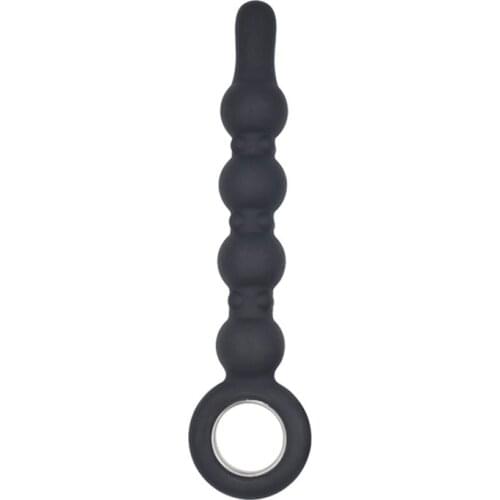 Sex Shop Black Silicone Anal Plug Butt Massage Plug Pull Bead with Pull Ring Anal Plug Masturbation Product Sex Toys for Women