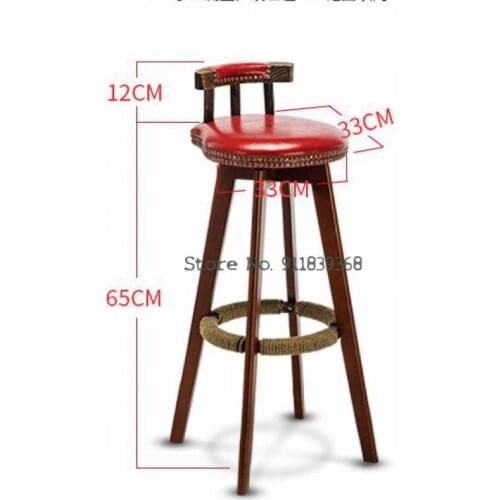 Solid Wood Bar Chair Nordic Family High Stool Modern Simple Bar Stool Front Desk Bar High Chair Bar Chair