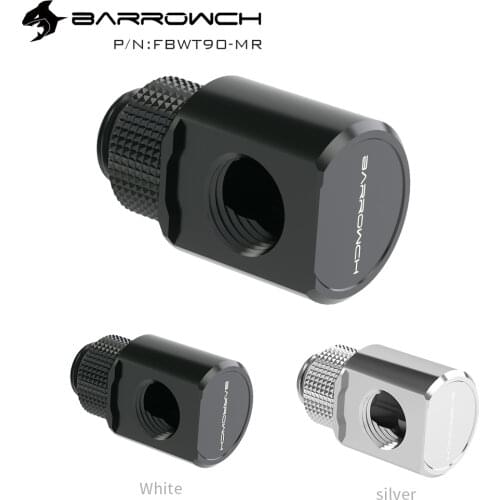 Barrowch 90°Rotary Adapter 'G1/4' thread black/silver with smooth surface water cooling Adaptors Metal Male to Famale FBWT90-MR