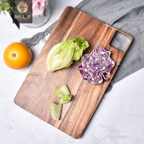 BILL.F Acacia wood board, solid wood pizza steak tray, antibacterial and mildew proof, double-sided, kitchen tools 30x20x1.5CM