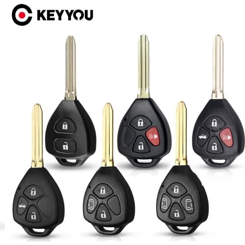 KEYYOU 10pcs 2/3/4 BUTTON CAR REMOTE KEY FOB CASE for Toyota Yaris Prado Tarago Camry Corolla RAV4 REIZ Crown Avalon Venza TOY43