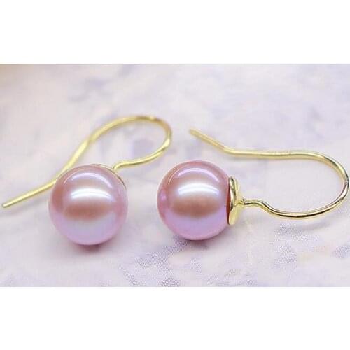 Elegnat 10-11mm south sea round multicolvenderlaor pearl earring 925s