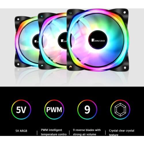 FR-701 ARGB LEDPC Case Fan 120mm 9 Blade AddressableRGB LightingPWM Chassis CoolingFan