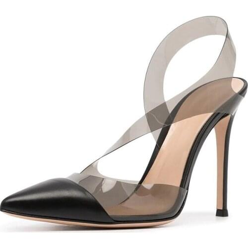 Summer new style transparent PVC fashion pointed toe stiletto single shoes banquet dress large size custom-made womens sandals