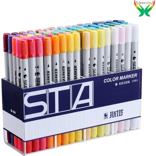STA water-based marker 12/24/36/48/60/80 color hand-painted marker wide/circle double headed design marker pen art supplies