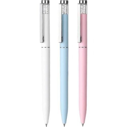 Metal Spin Crystal Gel Pens 0.5MM Black Ink Signing Pen Fast Dry Ballpoint Pen For Office School Stationery Supplies For Gift