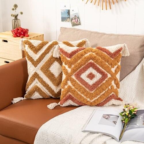 Cushion Covers 45*45 Pillow Cover Moroccan Style Diamond Pillowcase Handmade Decoration For Sofa Chair Living Room Bed Room