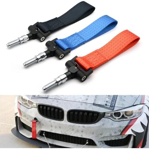 Nylon Track Racing Style Trailer Tow Hook Strap Screw on Towing Ropes Trailer Belt for BMW E46 E30 E32 E36 E90 E91 European Car