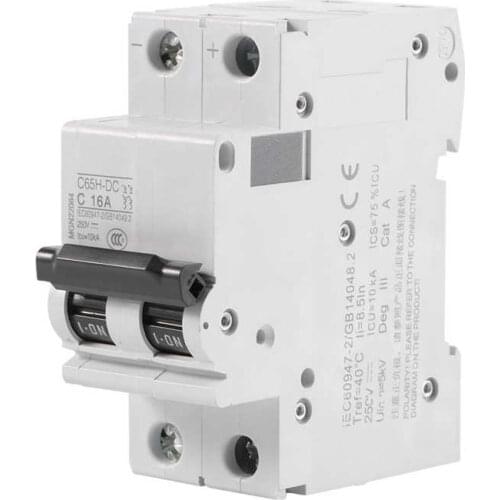 1pc 250V DC 2P Low Voltage Miniature Air Circuit Breaker Solar Energy Switch 16A/32A/63A Volt Power Laboratory Power Supply