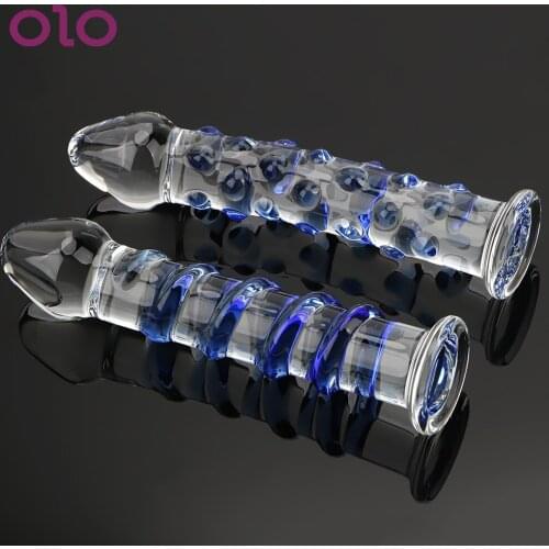 OLO G-spot Anal Butt Plug Realistic Dildo Large Penis Crystal Glass Dildos Sex toys for Woman Adult Products Female Masturbator