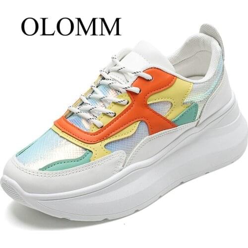 OLOMM 2019 spring and autumn new color bright womens shoes casual sports shoes large size old shoes women LL-004