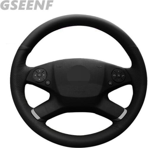 Car Steering Wheel Cover For Mercedes Benz E-Class W212 E 300 260 200 2009-2013 Black Hand-stitched Soft Artificial Leather